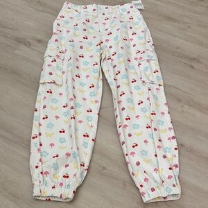 Forever 21 100% Cotton Cargo Jogger Pants with Red, Pink, Blue & Yellow Prints